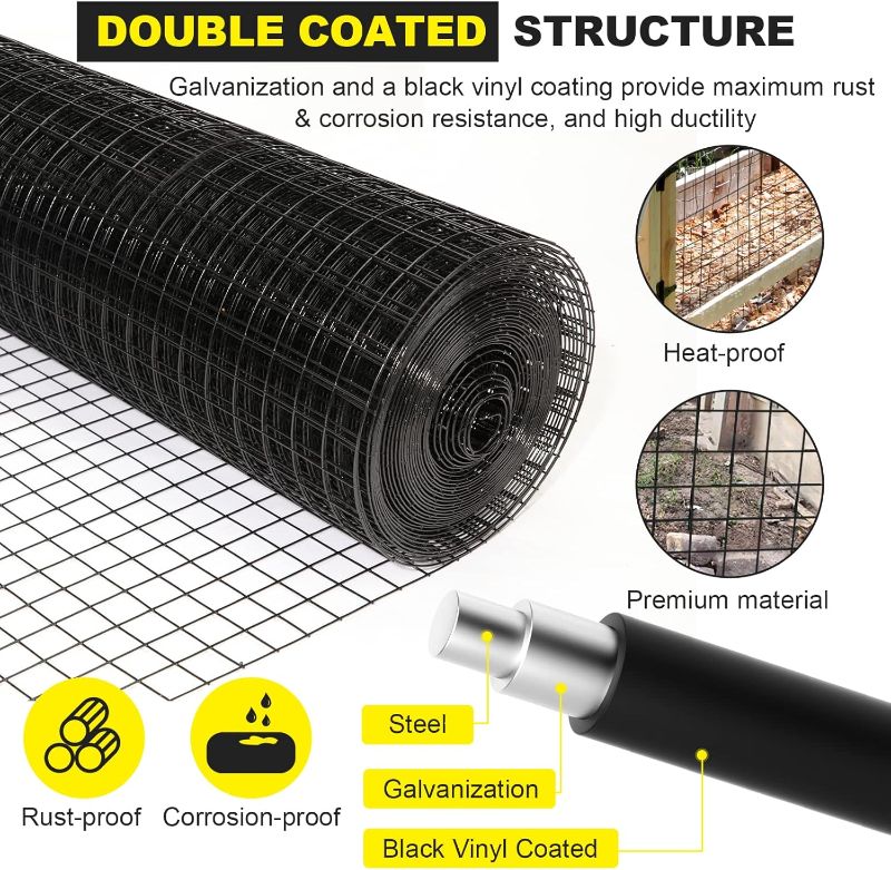 Photo 1 of 24'' x 50' 1.5inch Hardware Cloth 16 Gauge Black Vinyl Coated Welded Fence Mesh for Home and Garden Fence and Home Improvement Project