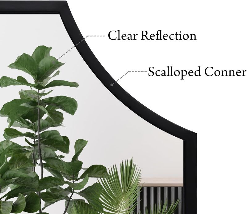 Photo 1 of Scallop Wall Mirror, Black Bathroom Mirror 30x40 inch with Aluminium Frame, Wall-Mounted Mirror, Large Vanity Mirror, Deacor Mirror 30 x 40, Metal Mirror for Bedroom, Living Room, Entryway