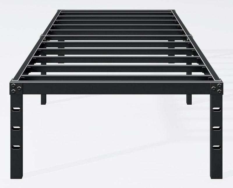 Photo 1 of 18 Inch Twin Bed Frame - Sturdy Metal Platform Twin Size, No Box Spring Needed, Heavy Duty, Easy Assembly, Strong Bearing Capacity, Under Bed Storage, Black