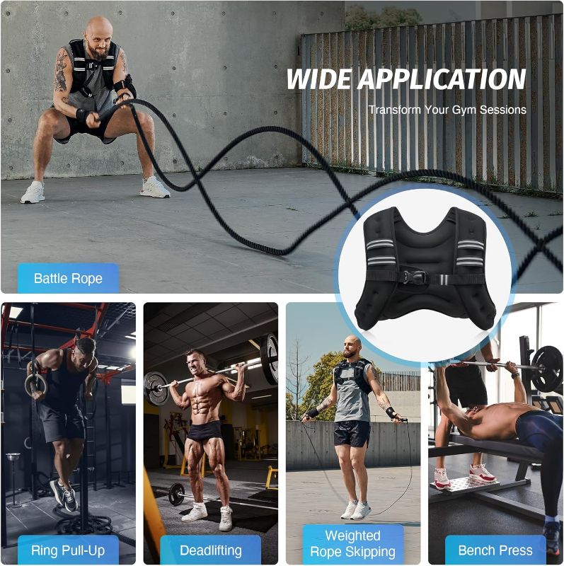 Photo 1 of ZELUS Weighted Vest, 6lb/8lb/12lb/16lb/20lb/25lb/30lb Weight Vest with Reflective Stripe for Workout, Strength Training, Running, Fitness, Muscle Building, Weight Loss, Weightlifting