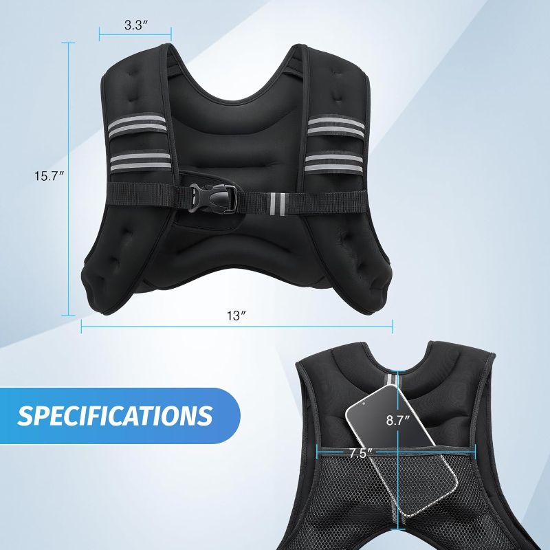 Photo 1 of ZELUS Weighted Vest, 6lb/8lb/12lb/16lb/20lb/25lb/30lb Weight Vest with Reflective Stripe for Workout, Strength Training, Running, Fitness, Muscle Building, Weight Loss, Weightlifting