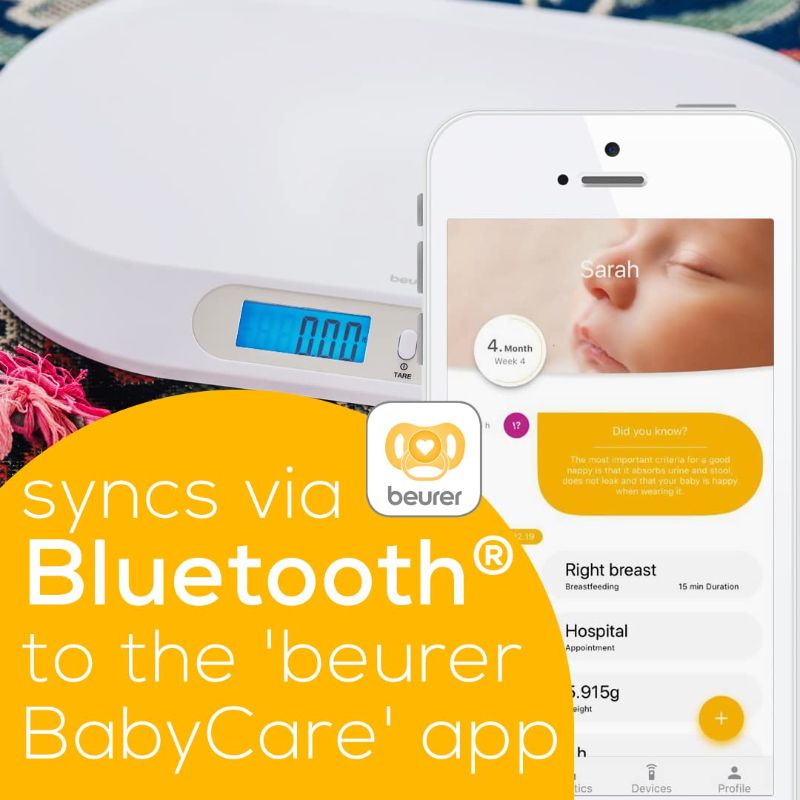 Photo 1 of Beurer BY90 Baby Scale, Pet Scale, Digital, with Measuring Tape, tracking weight with App | For: Infant, Newborn, Toddler /Puppy, Cat - Animals | LCD Display, weighs Lbs/Kg/Oz Highly accurate