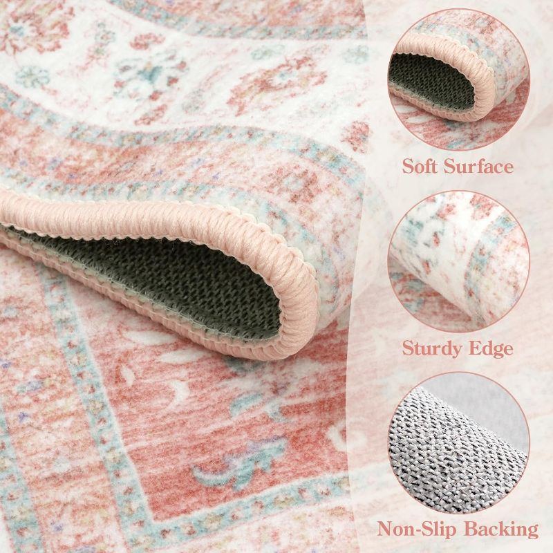 Photo 1 of LIVEBOX Washable 9x12 Area Rugs for Living Room, Light Pink Soft Large Rugs for Bedroom, Non-Slip Boho Cute Floral Area Rug for Dining Room