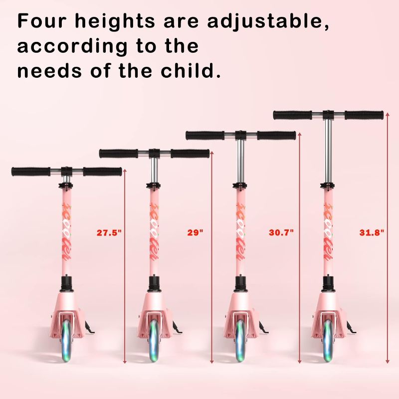 Photo 1 of Electric Scooter for Kids Age 6-10, Kick-Start Boost Scooter with Adjustable Speed and Height, Flash Wheel & Deck Lights