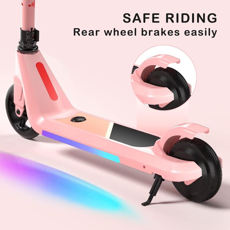 Photo 1 of Electric Scooter for Kids Age 6-10, Kick-Start Boost Scooter with Adjustable Speed and Height, Flash Wheel & Deck Lights