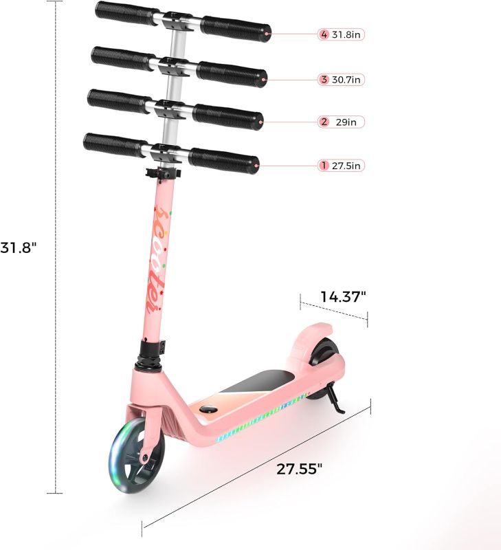 Photo 1 of Electric Scooter for Kids Age 6-10, Kick-Start Boost Scooter with Adjustable Speed and Height, Flash Wheel & Deck Lights