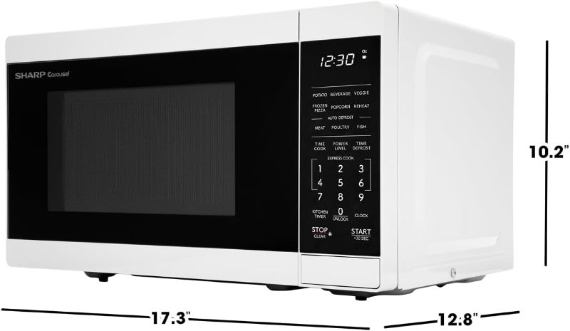 Photo 1 of SHARP Compact Countertop Microwave Oven with Removable 10" Carousel Turntable, 700 Watt, 0.7 Cubic Feet, White