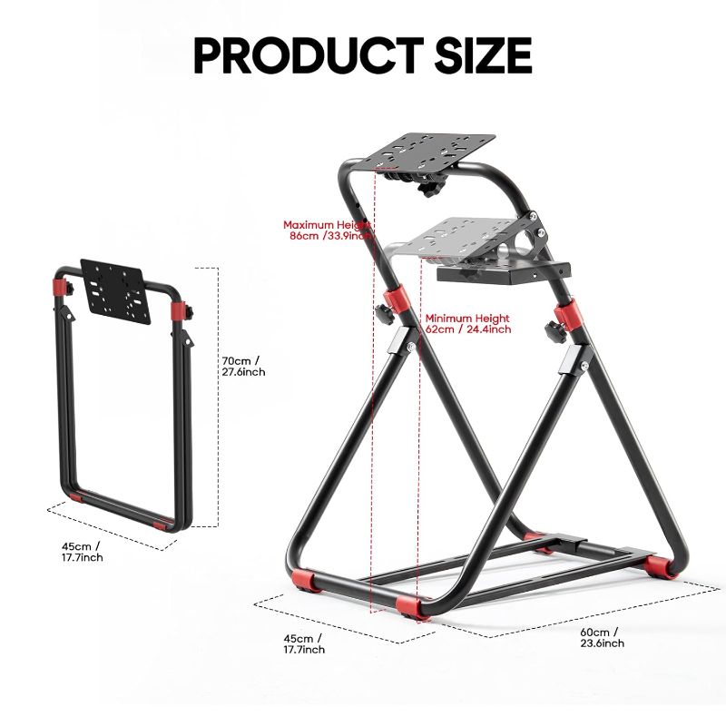 Photo 1 of RACGTING Racing Wheel Stand for Logitech G29 - Foldable Racing Simulator Cockpit, Adjustable Sim Racing Stand for Logitech G920/G923/G27/G25, Thrustmaster T248X/T248/T300RS/T150/458, Black