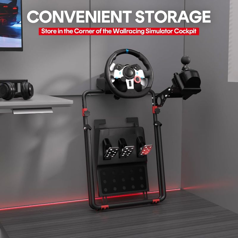 Photo 1 of RACGTING Racing Wheel Stand for Logitech G29 - Foldable Racing Simulator Cockpit, Adjustable Sim Racing Stand for Logitech G920/G923/G27/G25, Thrustmaster T248X/T248/T300RS/T150/458, Black