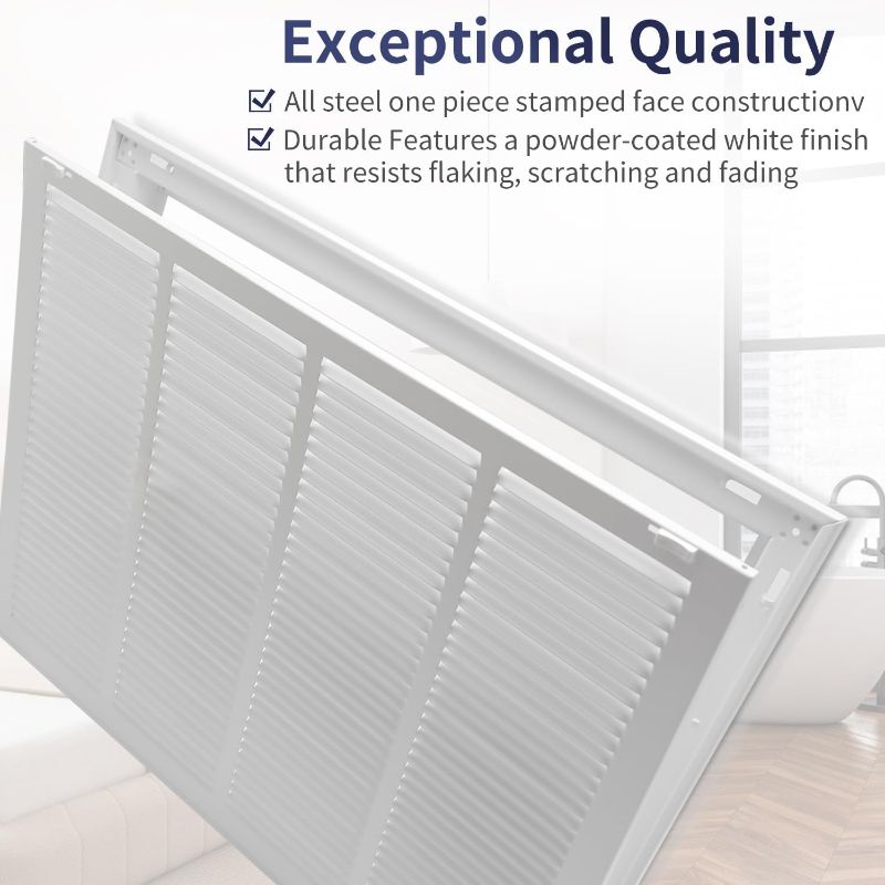 Photo 1 of 24"W x 18"H [Duct Opening Size] Steel Return Air Filter Grille - Removable Face/Door for 1 inch Filters -HVAC Vent Cover Grill - White [Outer Dimensions: 26 5/8"W X 20 5/8"H]