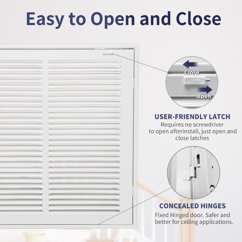 Photo 1 of 24"W x 18"H [Duct Opening Size] Steel Return Air Filter Grille - Removable Face/Door for 1 inch Filters -HVAC Vent Cover Grill - White [Outer Dimensions: 26 5/8"W X 20 5/8"H]