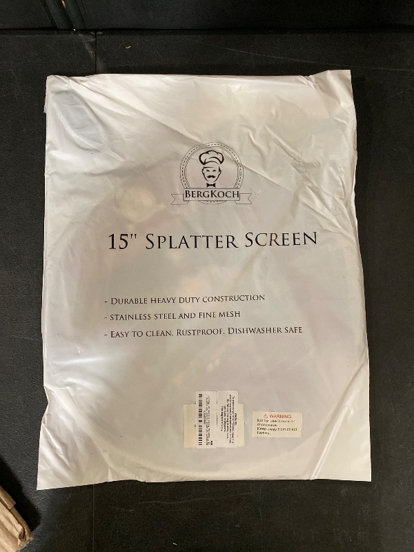 Photo 1 of BergKoch Splatter Screen for Frying Pan - 15 Inch Stainless Steel Grease Splatter Guard - Cover Oil Splash when Sizzling Bacon, Cooking Fried Chicken or Popcorn