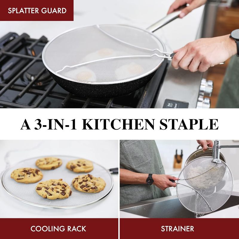 Photo 1 of BergKoch Splatter Screen for Frying Pan - 15 Inch Stainless Steel Grease Splatter Guard - Cover Oil Splash when Sizzling Bacon, Cooking Fried Chicken or Popcorn