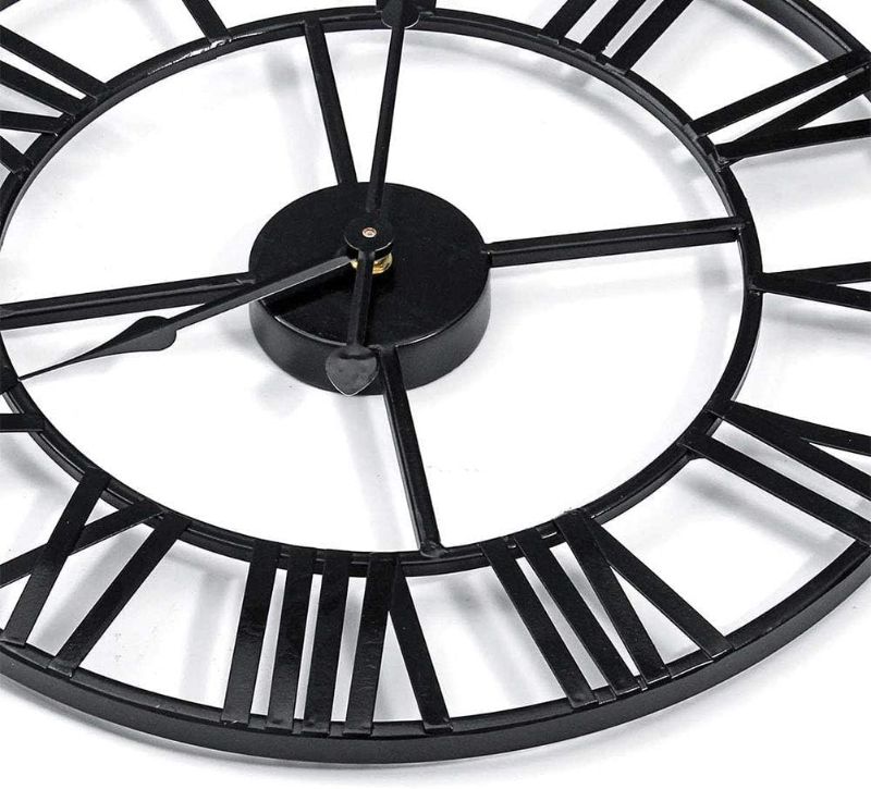 Photo 1 of Antique Tower 24 inch Large Roman Numeral Wall Clock, Indoor Outdoor Patio Waterproof Oversized Decorative Contemporary Clock, Antique Black Metal Wall Clock Battery Operated Retro Art Hanging Clock,2