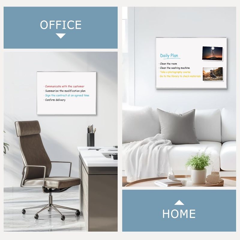 Photo 1 of Whiteboard for Wall, 24" x 18" Magnetic White Board Dry Erase Board with Silver Aluminum Frame, Hanging Wipe Board for Office, Home, School