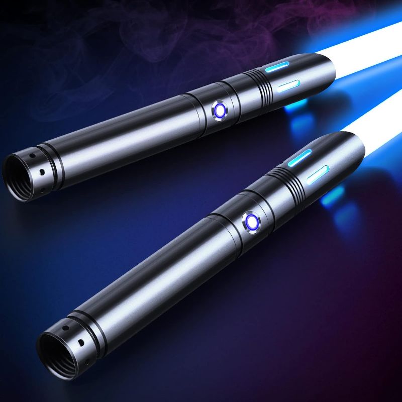 Photo 1 of Light Saber,Dueling Light Saber 2 Pack, 12Color RGB Lightsabers with Metal Hilt,Replaceable Blade FX Light Sabers for Adults,Kids, Birthday, Children's Day Gifts, Black S8