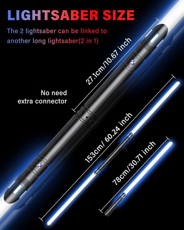 Photo 1 of Light Saber,Dueling Light Saber 2 Pack, 12Color RGB Lightsabers with Metal Hilt,Replaceable Blade FX Light Sabers for Adults,Kids, Birthday, Children's Day Gifts, Black S8