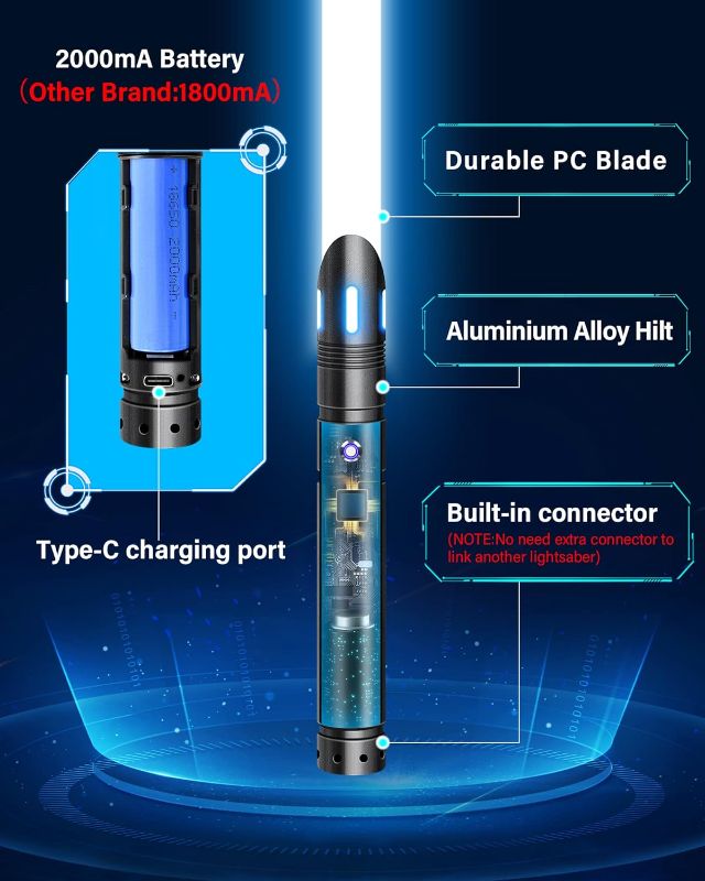 Photo 1 of Light Saber,Dueling Light Saber 2 Pack, 12Color RGB Lightsabers with Metal Hilt,Replaceable Blade FX Light Sabers for Adults,Kids, Birthday, Children's Day Gifts, Black S8