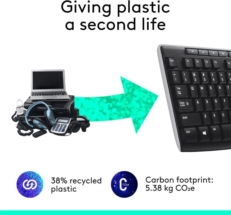 Photo 1 of Logitech K270 Wireless Keyboard for Windows, 2.4 GHz Wireless, Full-Size, Number Pad, 8 Multimedia Keys, 2-Year Battery Life, Compatible with PC, Laptop, Black