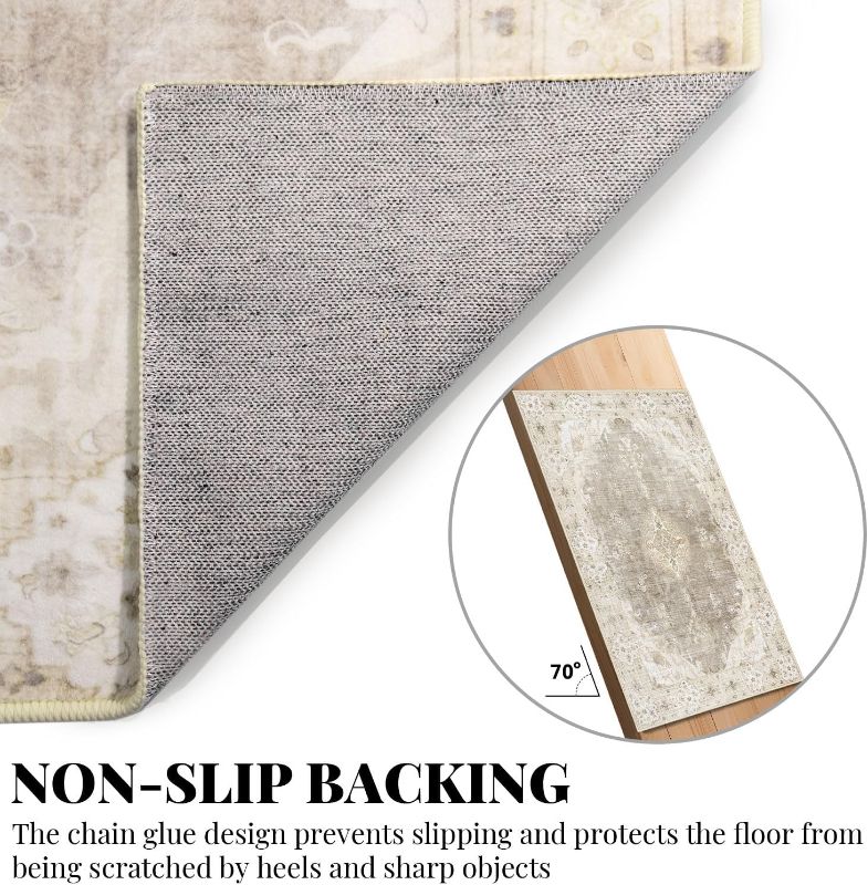 Photo 1 of MUJOO 9’x12’ Area Rug Large Rugs for Living Room Bedroom Dining Room,Boho Washable Non Slip Bohemian Vintage Distressed Farmhouse Non Slip Big Carpet,Beige Floral Flowers