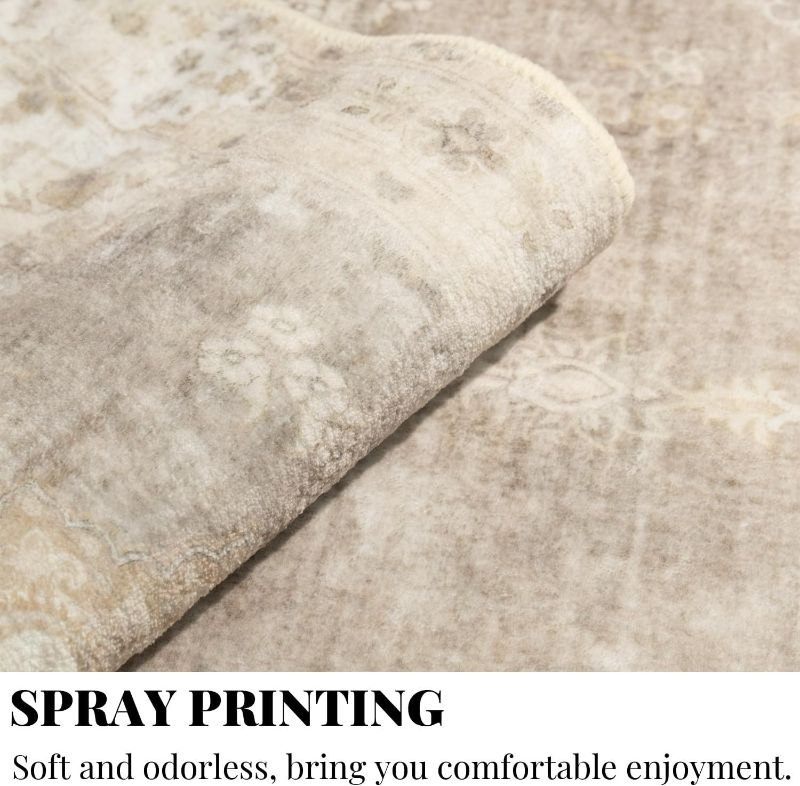 Photo 1 of MUJOO 9’x12’ Area Rug Large Rugs for Living Room Bedroom Dining Room,Boho Washable Non Slip Bohemian Vintage Distressed Farmhouse Non Slip Big Carpet,Beige Floral Flowers