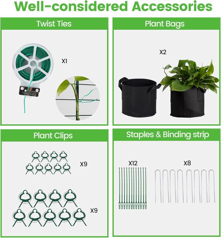 Photo 1 of Foldable Cucumber Trellis, 48" L x 34" W A-Frame Trellis, Climbing Plants Support Raised Bed Trellis with Twist Ties & Plant Bags for Outdoor Yards Gardens