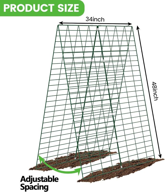 Photo 1 of Foldable Cucumber Trellis, 48" L x 34" W A-Frame Trellis, Climbing Plants Support Raised Bed Trellis with Twist Ties & Plant Bags for Outdoor Yards Gardens