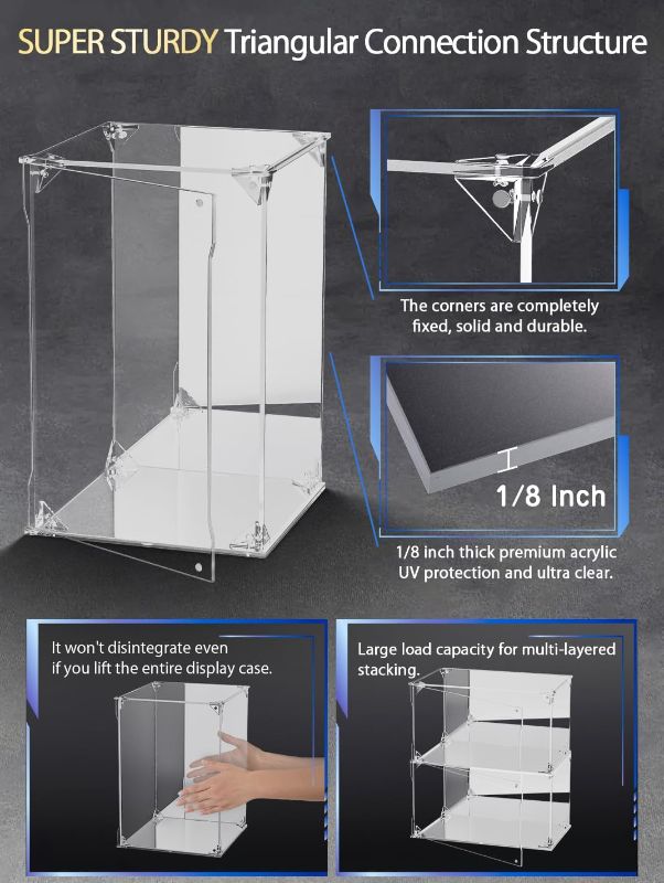 Photo 1 of Clear Acrylic Display Case with Mirrored Back and Base, UV Protected Acrylic Box with Magnetic Door, Dustproof Display Box Showcase for Collectibles, Figures, Models, Toys (12x12x12inch)