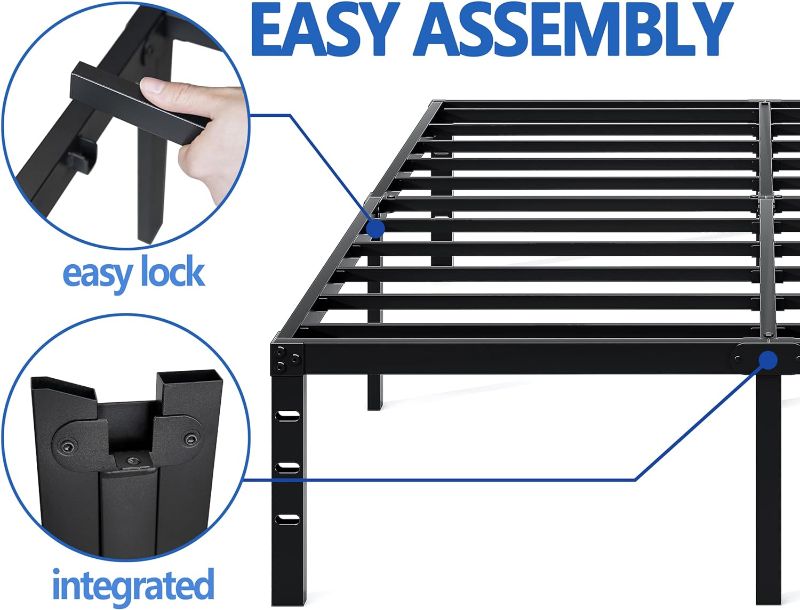 Photo 1 of Metal Bed Frame,Queen Size Bed Frame with Storage Space,Heavy Duty Sturdy Mattress Foundation,Easy Assembly,No Box Spring Needed, Black,14 Inch,Queen