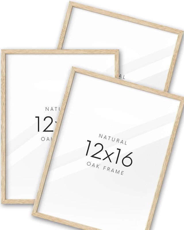 Photo 1 of UPWOIGH 12x16 Oak Wood Picture Frame - Minimalist 12x16 Poster Frame, 12"x16" Picture Frame Wood, Natural Solid Wooden Picture Frames for Wall Art Photo and Prints (Set of 3)