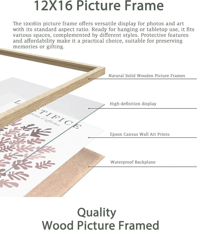 Photo 1 of UPWOIGH 12x16 Oak Wood Picture Frame - Minimalist 12x16 Poster Frame, 12"x16" Picture Frame Wood, Natural Solid Wooden Picture Frames for Wall Art Photo and Prints (Set of 3)
