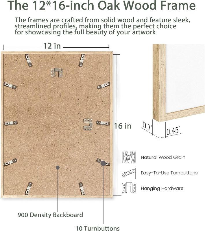 Photo 1 of UPWOIGH 12x16 Oak Wood Picture Frame - Minimalist 12x16 Poster Frame, 12"x16" Picture Frame Wood, Natural Solid Wooden Picture Frames for Wall Art Photo and Prints (Set of 3)