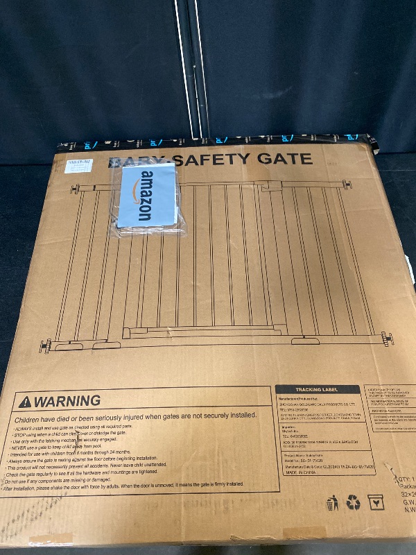 Photo 1 of Cumbor 29.7-46" Baby Gate for Stairs, Toddler Safety Essentials for The House, Auto Close Dog Gate for Doorways, Mom's Choice Awards Winner-Easy Install Pressure Mounted Pet Gates for Dogs, White