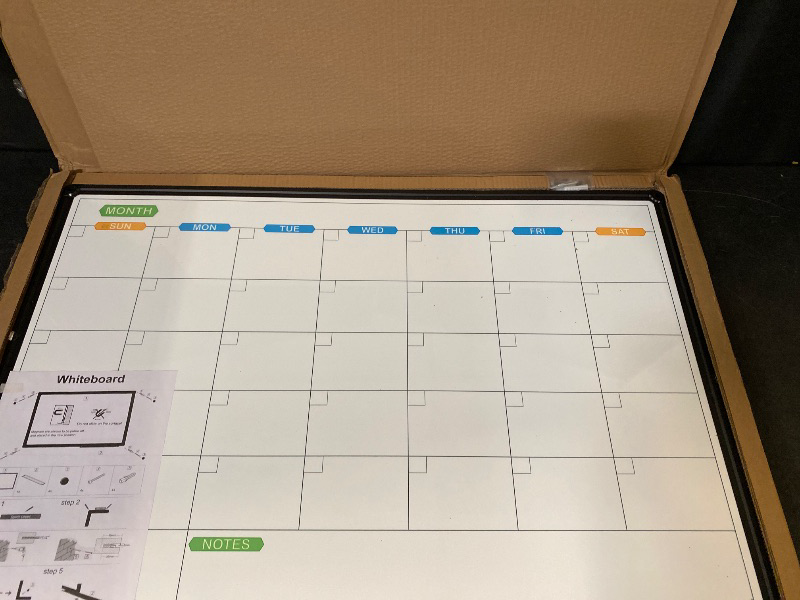 Photo 1 of JILoffice Dry Erase Calendar Whiteboard - Magnetic White Board Calendar Monthly 36 X 24 Inch, Black Aluminum Frame Wall Mounted Board for Office Home and School