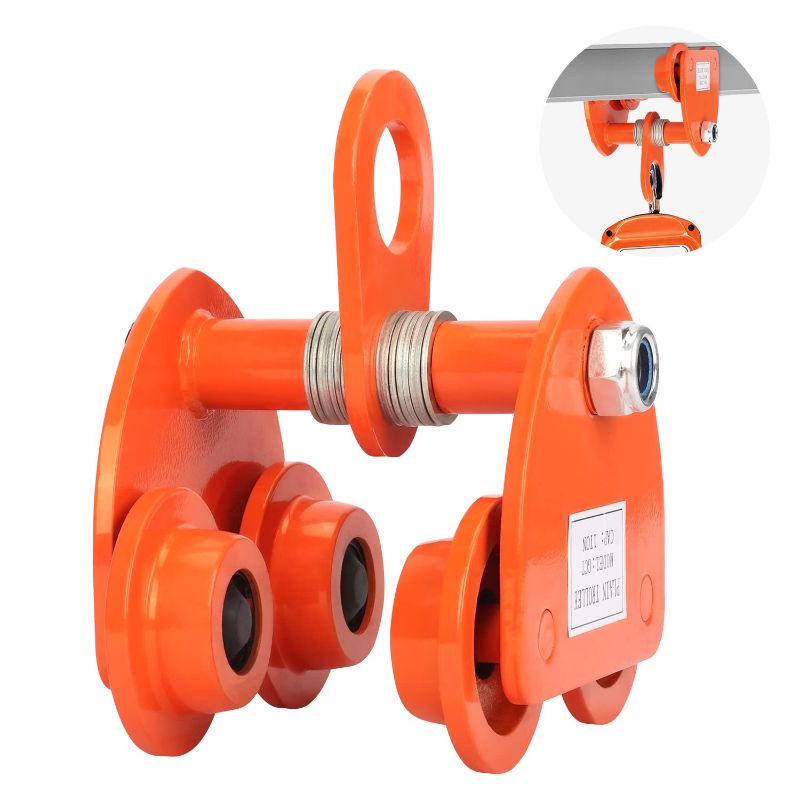 Photo 1 of Nisorpa 1 Ton Manual Trolley, 2200LBS Capacity Heavy Duty Beam Plain Trolley Push Beam Track Roller Trolley Crane Lift Dual Wheels Garage Hoist for Straight Curved I Beam Lifting and Hoisting