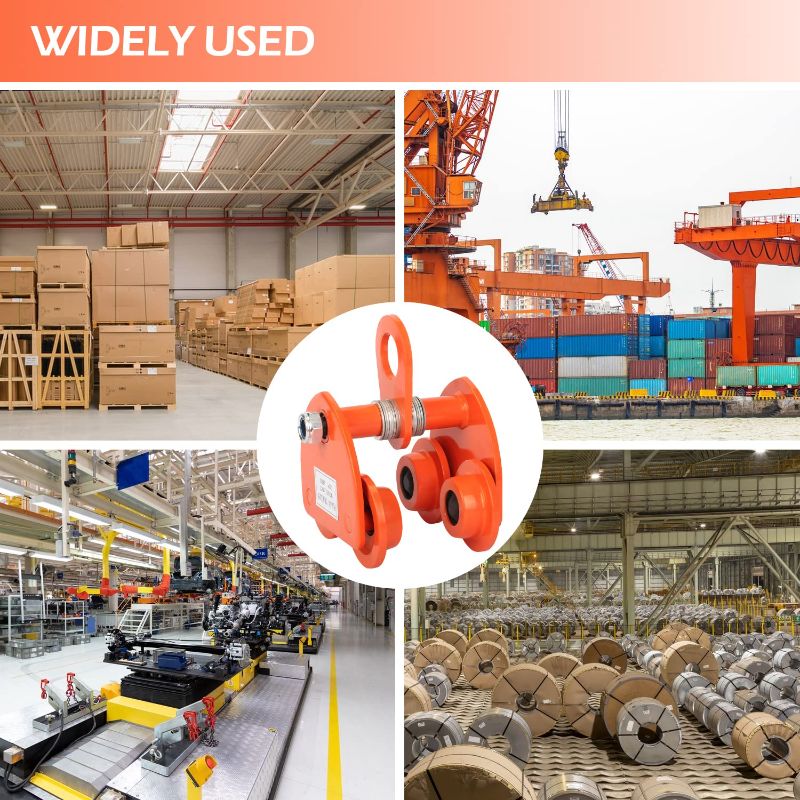 Photo 1 of Nisorpa 1 Ton Manual Trolley, 2200LBS Capacity Heavy Duty Beam Plain Trolley Push Beam Track Roller Trolley Crane Lift Dual Wheels Garage Hoist for Straight Curved I Beam Lifting and Hoisting