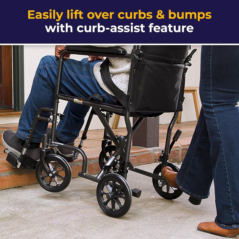 Photo 1 of Drive Medical TR37E-SV Lightweight Folding Transport Wheelchair with Swing-Away Footrest, Silver