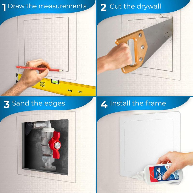 Photo 1 of Access Panel for Drywall - 22 x 22 inch - Wall Hole Cover - Access Door - Plumbing Access Panel for Drywall - Heavy Durable Plastic White