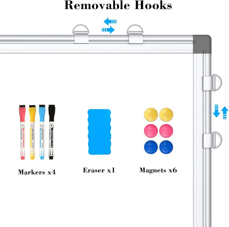 Photo 1 of WALGLASS Combination Magnetic Whiteboard & Corkboard, 36"x24" Combo for School, Office & Home, Dry Erase Board with Removable Tray, Pins, Eraser, Markers & Magnets