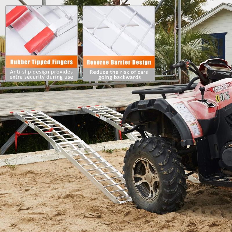 Photo 1 of ATV Aluminum Folding Loading Ramps 1500lbs Capacity 7.5FT, 2pc Lightweight Portable for Truck, Motorcycle, 4 Wheeler, Pickup, Trailer, Lawn Mower, Dirt Bike