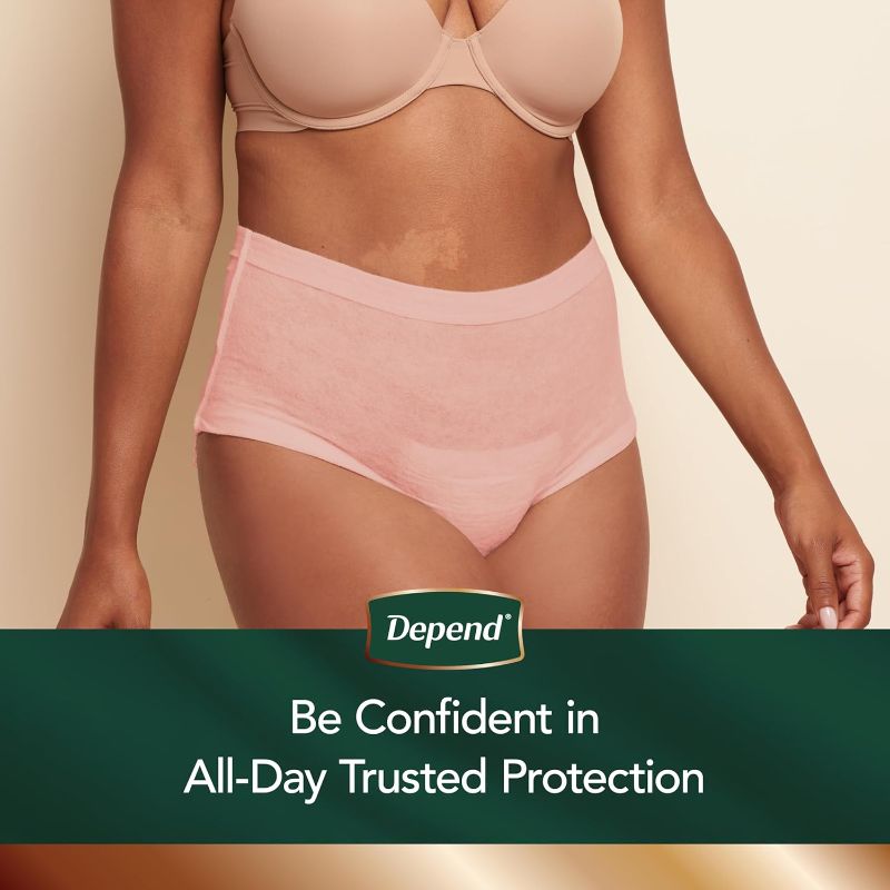 Photo 1 of Depend Silhouette Adult Incontinence & Postpartum Bladder Leak Underwear for Women, Maximum Absorbency, Extra Large, Pink, 48 Count (2 Packs of 24), Packaging May Vary