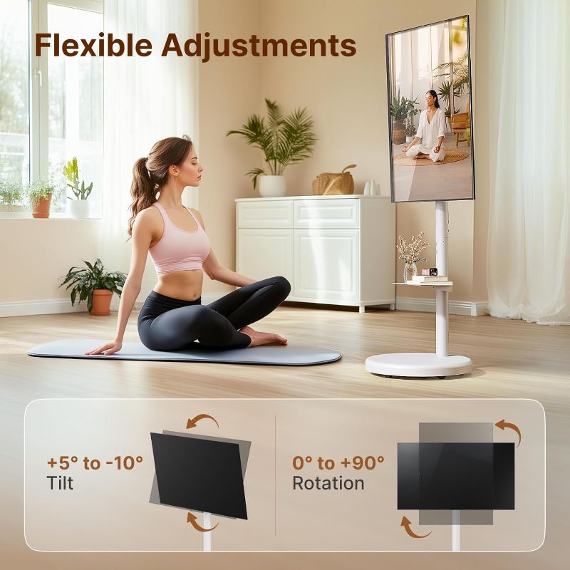 Photo 1 of Height Adjustable Rolling TV Stand for 37-86 Inch TV up to 110 Pounds, Portrait to Landscape, Heavy Duty Mobile TV Cart with Shelf Max VESA 600x400mm (White)