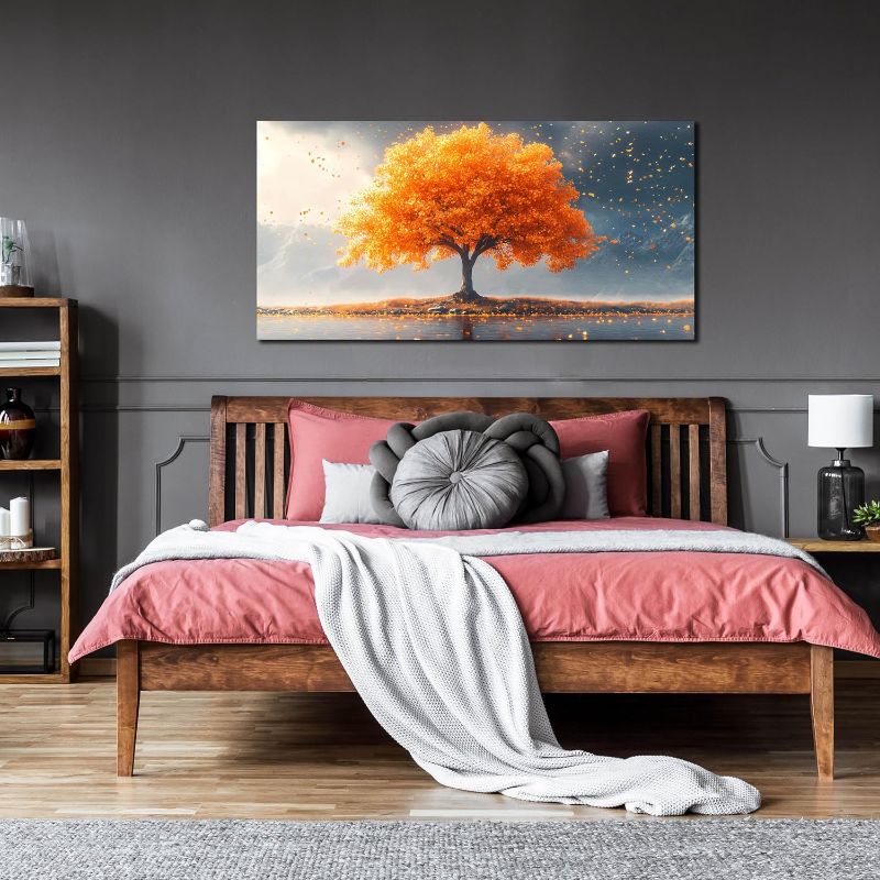 Photo 1 of Zoyotago Large Tree of Life Wall Art for Living Room Bedroom Office Orange Tree Fall Landscape Picture Modern Artwork Canvas Prints Decor 24x48 Inch