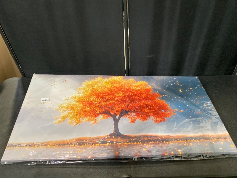 Photo 1 of Zoyotago Large Tree of Life Wall Art for Living Room Bedroom Office Orange Tree Fall Landscape Picture Modern Artwork Canvas Prints Decor 24x48 Inch