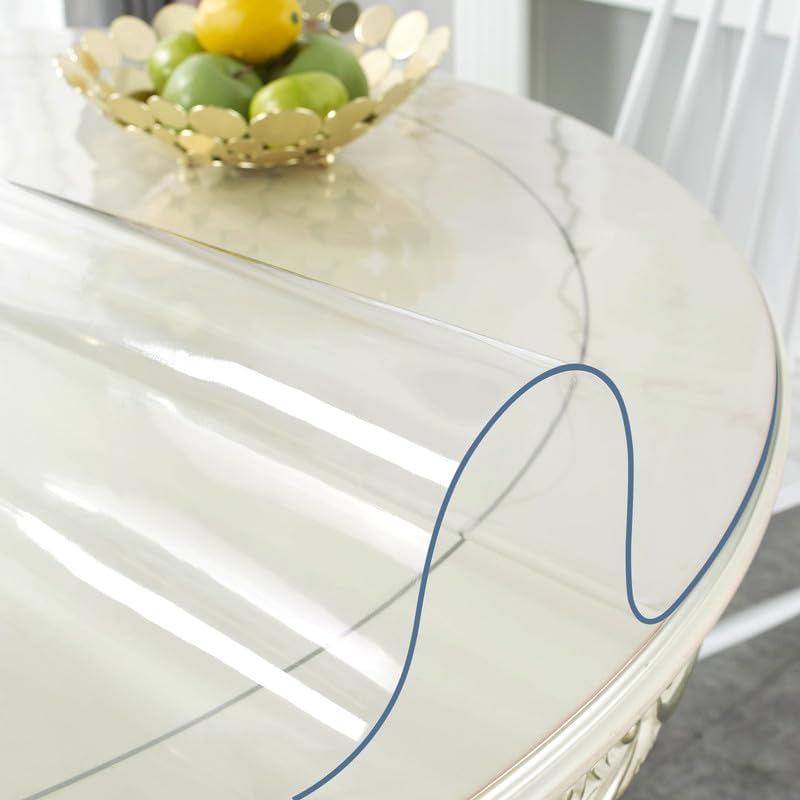 Photo 1 of Deep Dream 2.0mm Thick 48 Inches Clear Round Table Protector, Round Table Cover, Tablecloth Protector, Table Protector for Dining Room Table & Office