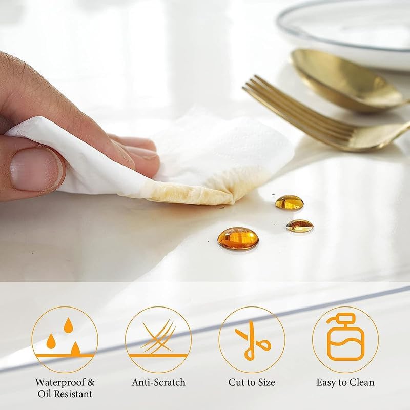 Photo 1 of Deep Dream 2.0mm Thick 48 Inches Clear Round Table Protector, Round Table Cover, Tablecloth Protector, Table Protector for Dining Room Table & Office