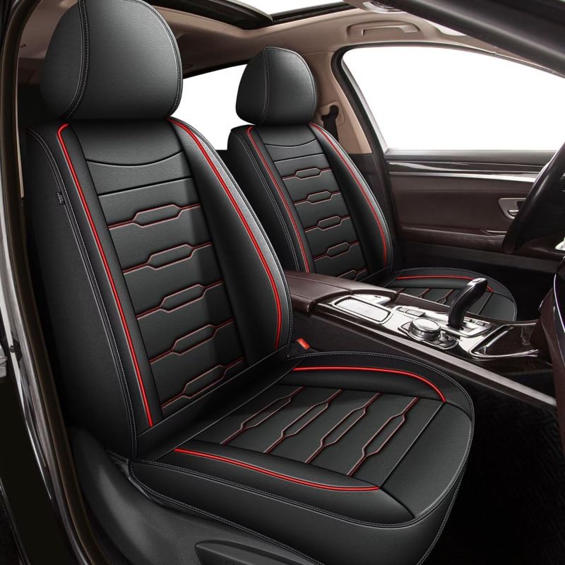 Photo 1 of Leather Car Seat Cover Custom Fit for Jeep Wrangler 2003-2024 2025 Faux Leather Car Seat Protector Compatible Airbag Wrangler Seat Covers Vehicle Cushion...