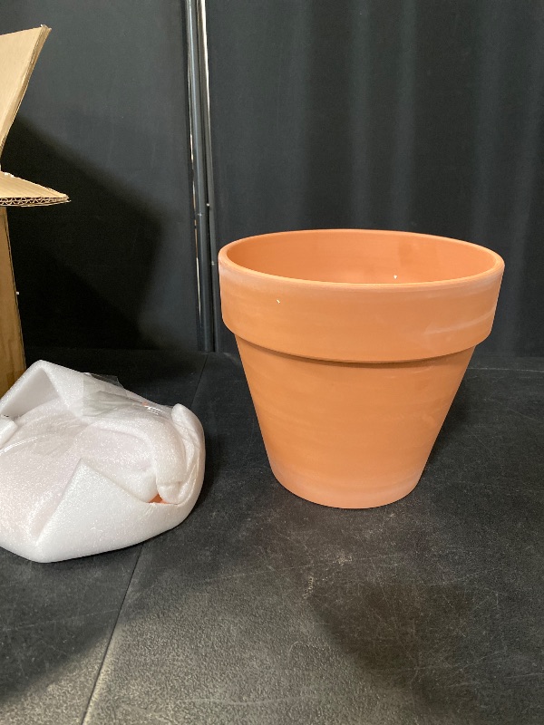 Photo 1 of INGOFIN Terracotta Pot with Saucer - 10 Inch Ceramic Clay Pot for Plants with Drainage Hole, Large Terra Cotta Flower Planter with Tray for Indoor Outdoor Plants