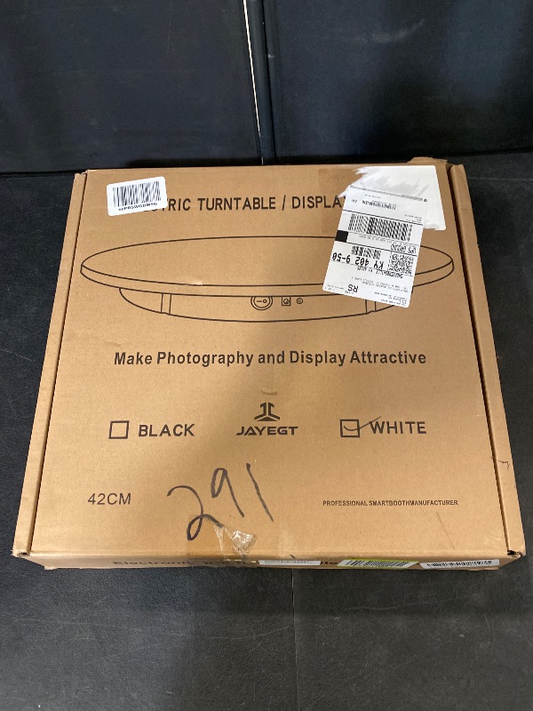 Photo 1 of JAYEGT Motorized Rotating Display Stand, 360 Degree Electric Rotating Potography Turntable for Products Display?Live Show? Remote Control +5 Colors Backgrounds (White / 16.5inch /330Lbs Load/Wired)