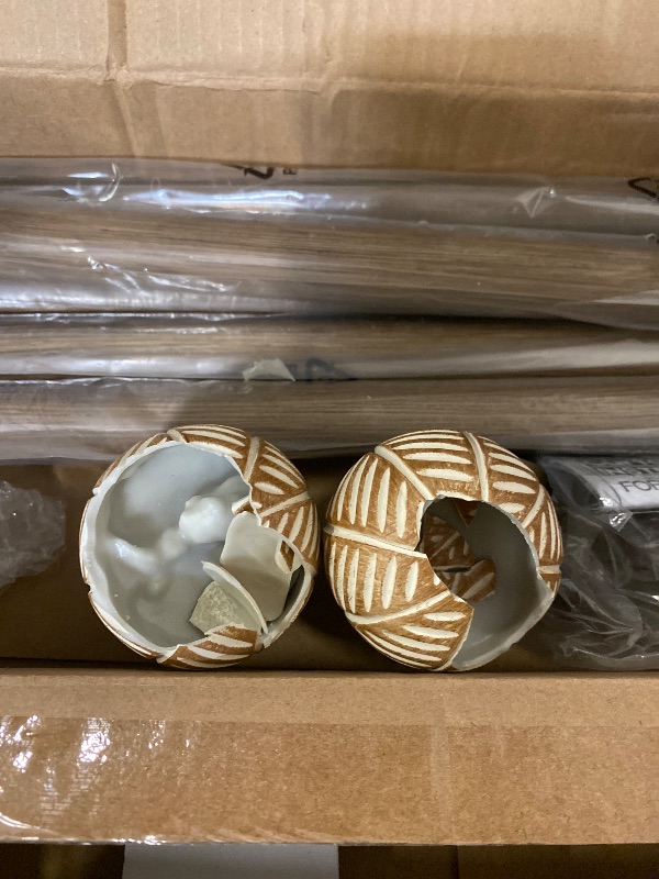 Photo 1 of Wood Curtain Rods for Windows: 1 Inch Diameter Adjustable Drapery Rods 48" to 86", 2 Pack Heavy Duty Window Rod with Imitation Wood Grain Leaf Pattern Finials